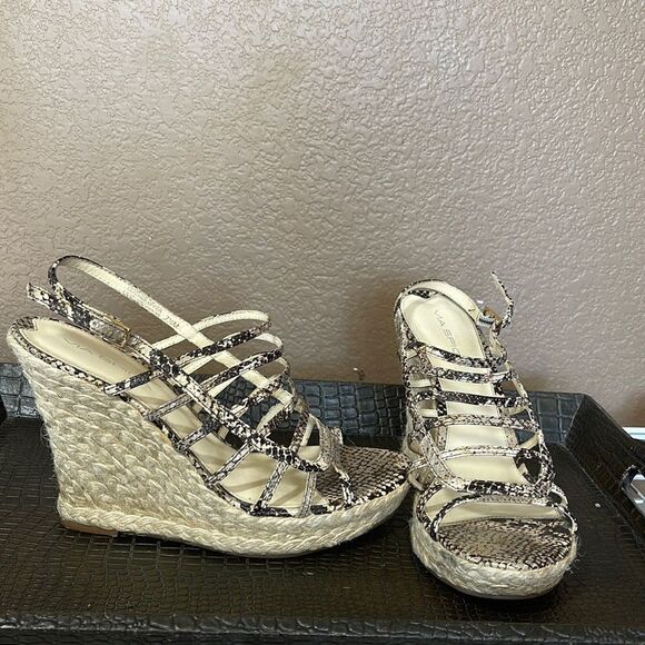 Via Spiga Tandy Python Snake Espadrille high heel Wedge sandal size 7.5 - Picture 1 of 8